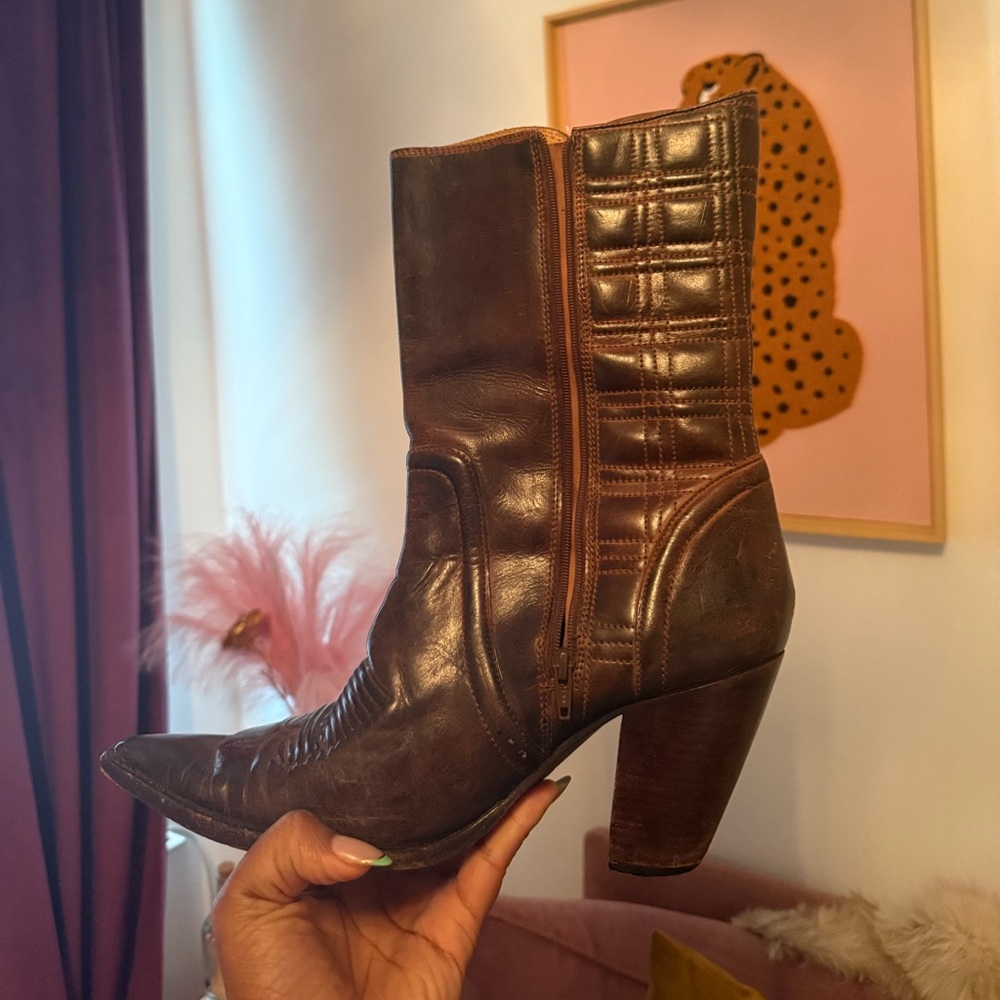 Charlie Horse Brown Leather Ankle Boots